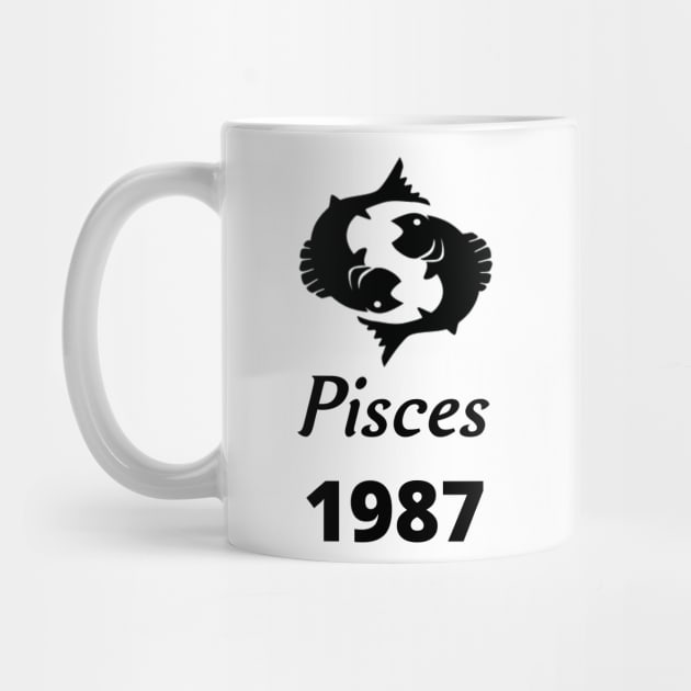 Black Zodiac Birthday Pisces 1987 by Down Home Tees